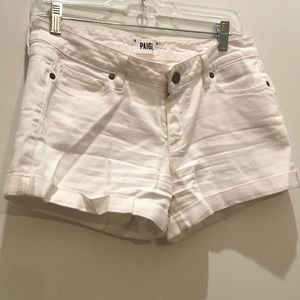 white paige jean shorts